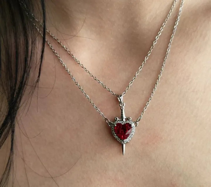 Heart & Sword Pendant Necklace