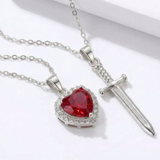 Heart & Sword Pendant Necklace
