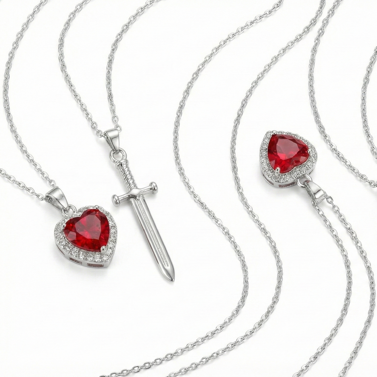 Heart & Sword Pendant Necklace