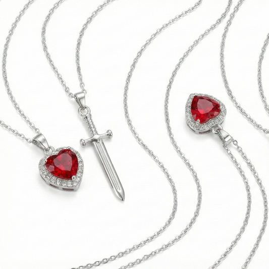 Heart & Sword Pendant Necklace