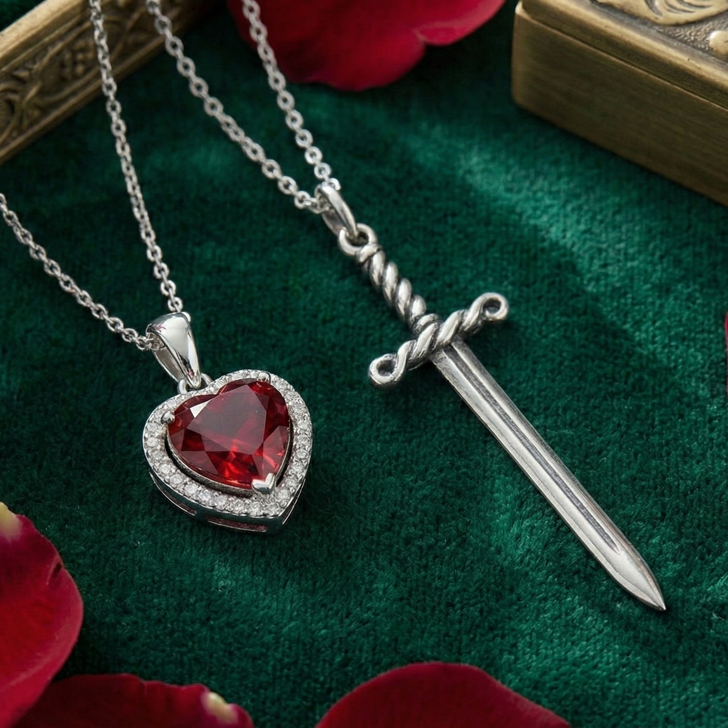 Heart & Sword Pendant Necklace