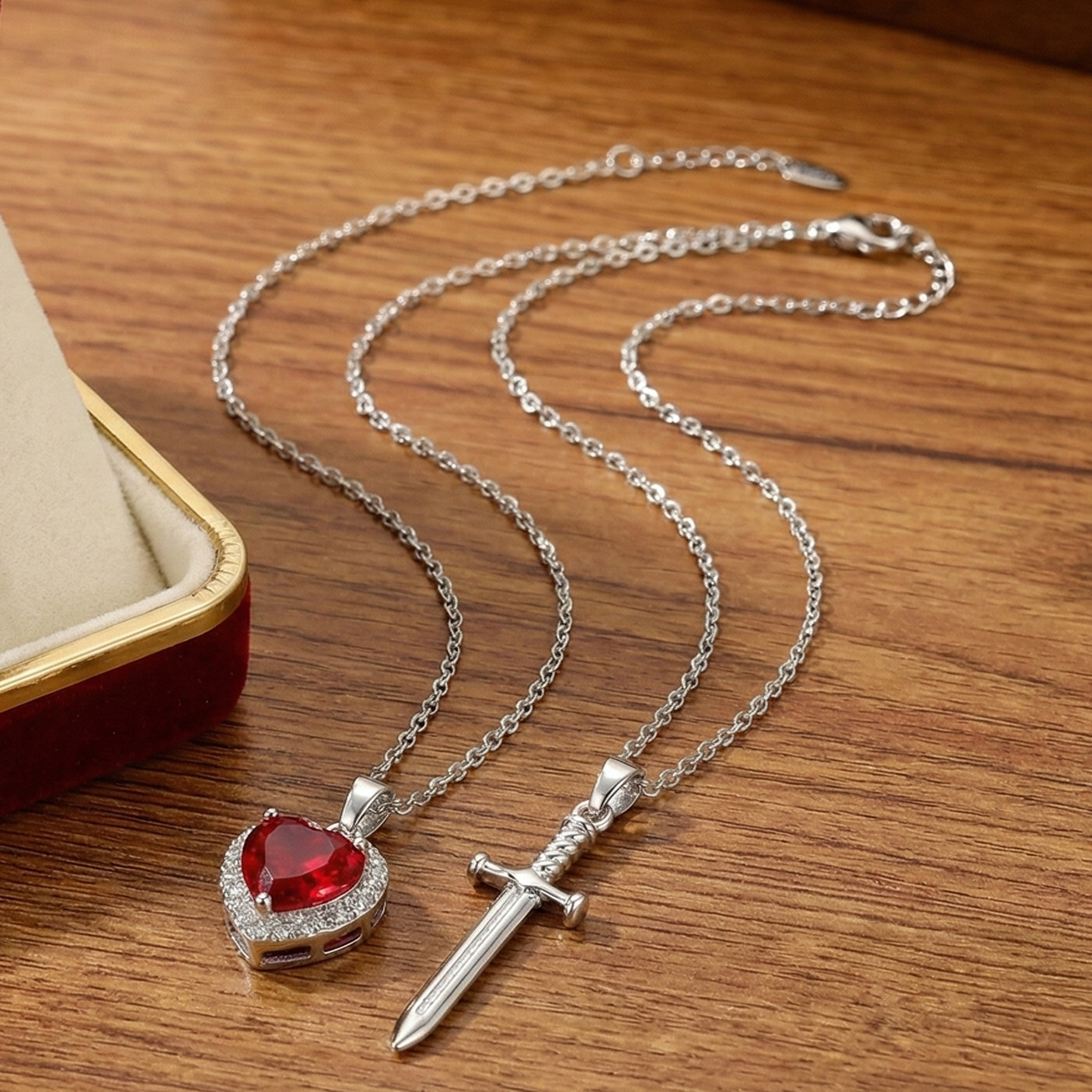 Heart & Sword Pendant Necklace