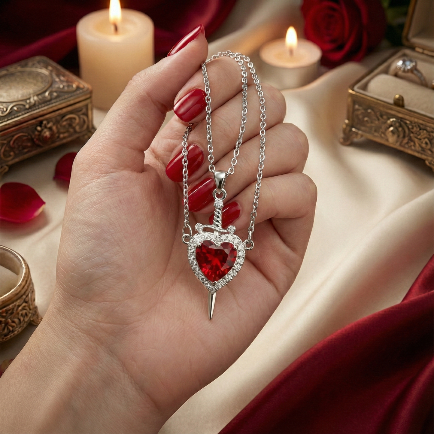 Heart & Sword Pendant Necklace