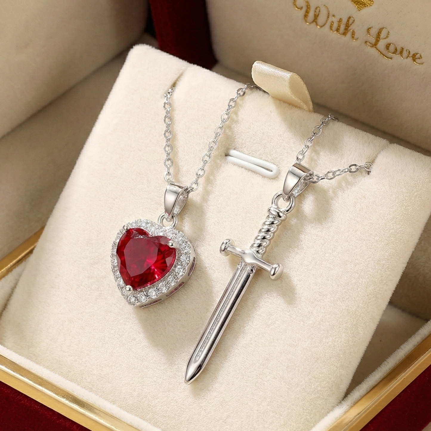 Heart & Sword Pendant Necklace