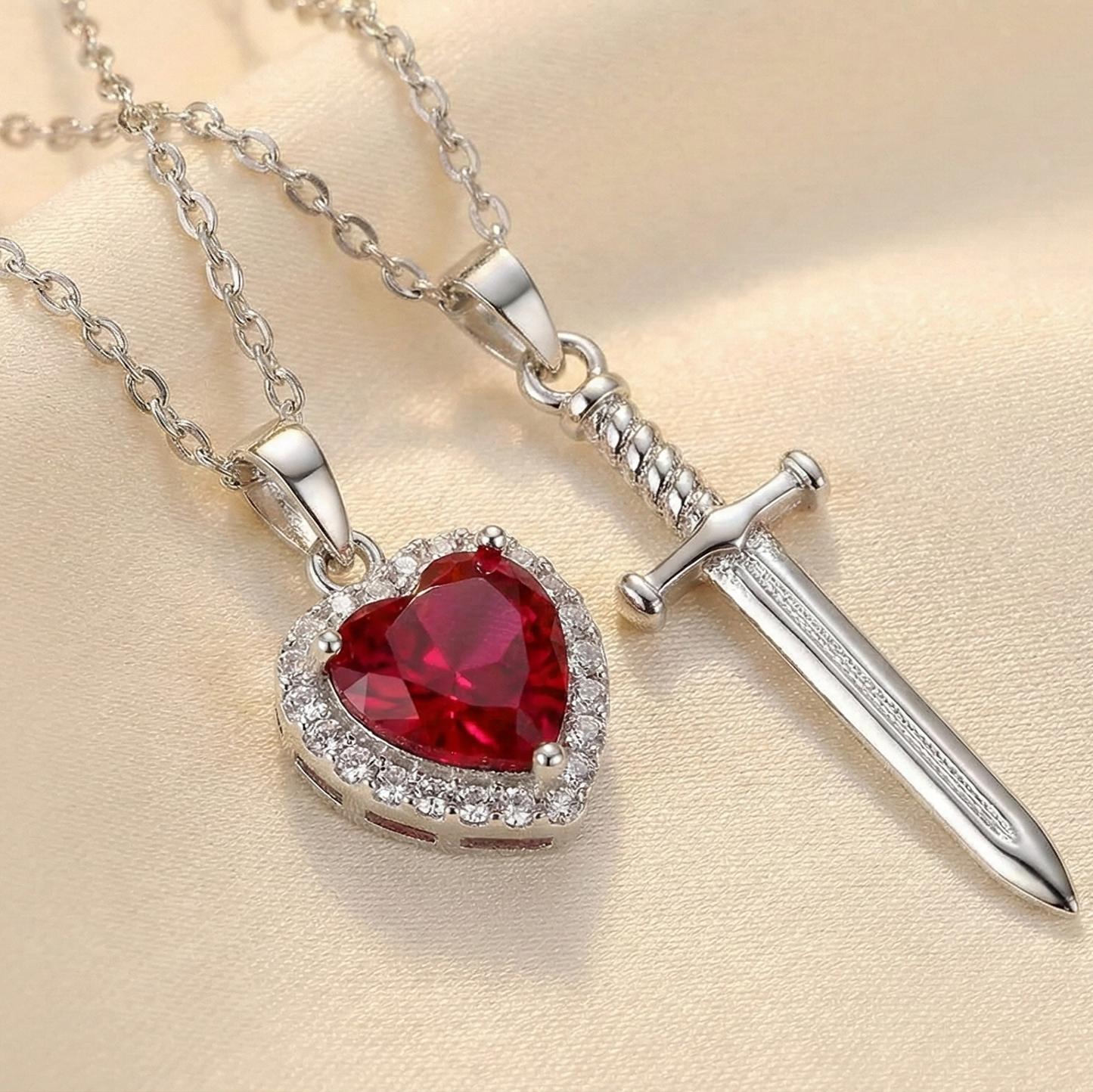 Heart & Sword Pendant Necklace